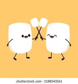 Marshmallow cartoon. marshmallow character design. Marshmallow vector.