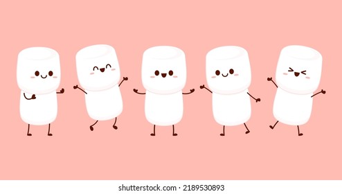 Marshmallow cartoon. marshmallow character design. Marshmallow vector.