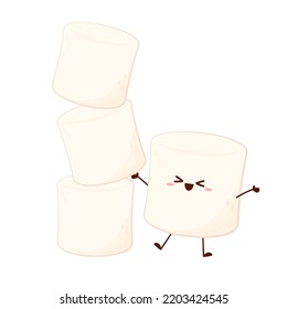Marshmallow cartoon. marshmallow character design. Marshmallow vector.