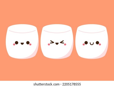 Marshmallow cartoon. marshmallow character design. Marshmallow vector.
