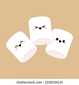Marshmallow cartoon. marshmallow character design. Marshmallow vector.