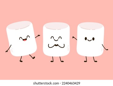 Marshmallow cartoon. marshmallow character design. Marshmallow vector.