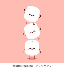 Marshmallow cartoon. marshmallow character design. Marshmallow vector.