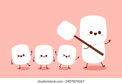 Marshmallow cartoon. marshmallow character design. Marshmallow vector.