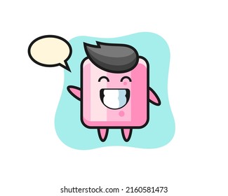 marshmallow cartoon character doing wave hand gesture , cute style design for t shirt, sticker, logo element