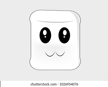 marshmallow cartoon delighted on a white background