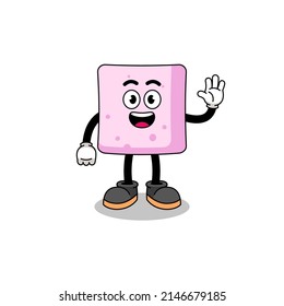 marshmallow cartoon doing wave hand gesture , character design