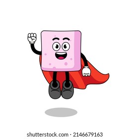 marshmallow cartoon with flying superhero , character design