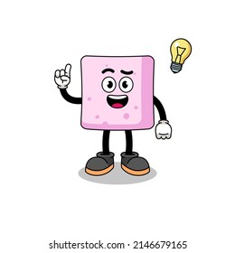 marshmallow cartoon with get an idea pose , character design