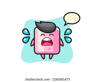 marshmallow cartoon illustration with crying gesture , cute style design for t shirt, sticker, logo element