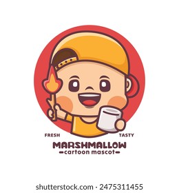 diseño de mascotas de dibujos animados de malvavisco, para negocios culinarios y otros, logotipos de marca, pegatinas, identidades de dibujos animados, pegatinas, iconos, etc.