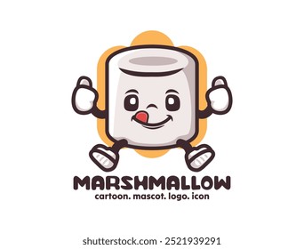 Ilustración vectorial de mascota de dibujos animados de malvavisco. en estilo de contorno.