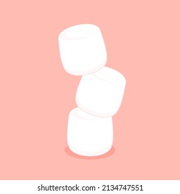 Marshmallow cartoon vector. free space for text. Marshmallow stack.