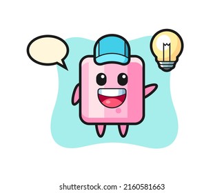 marshmallow character cartoon getting the idea , cute style design for t shirt, sticker, logo element