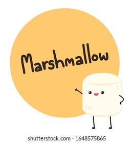 Marshmallow character design. cartoon vector. Marshmallow poster.