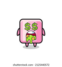 marshmallow character with an expression of crazy about money , cute style design for t shirt, sticker, logo element