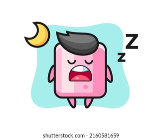 marshmallow character illustration sleeping at night , cute style design for t shirt, sticker, logo element