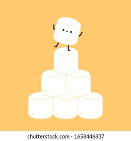 Marshmallow character. Marshmallow on white background. free space for text.