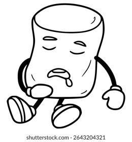 marshmallow character sleep illustration hand drawn outline vector