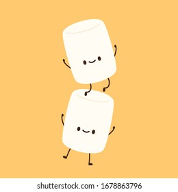 Marshmallow character. marshmallow vector. wallpaper. free space for text.