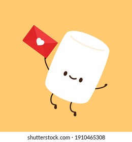 Marshmallow character. marshmallow vector. wallpaper. Love letter vector.