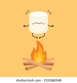 Marshmallow character. wallpaper. free space for text. logo design. bonfire vector.