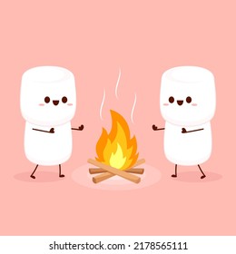 Marshmallow character. wallpaper. free space for text. logo design. bonfire vector.