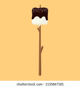 Marshmallow  chocolate cartoon vector. free space for text. wallpaper. background.