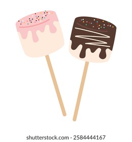 Marshmallow with chocolate dripping illustration