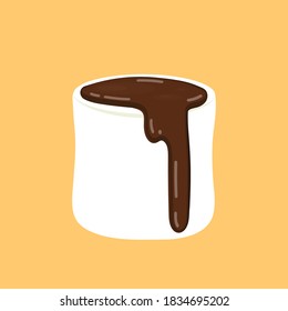 Marshmallow and Chocolate vector. Chocolate on white Marshmallow.