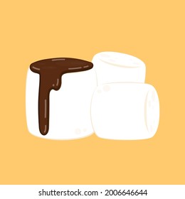 Marshmallow and Chocolate vector. Chocolate on white Marshmallow.