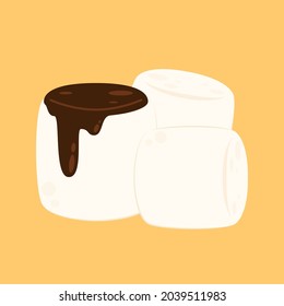 Marshmallow and Chocolate vector. Chocolate on white Marshmallow.