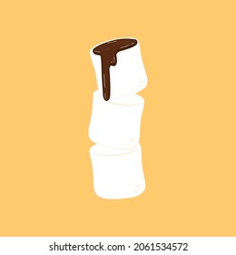 Marshmallow and Chocolate vector. Chocolate on white Marshmallow.