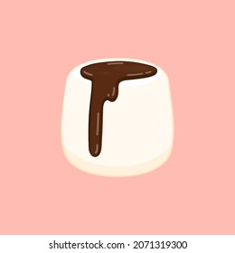 Marshmallow and Chocolate vector. Chocolate on white Marshmallow.