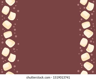 Marshmallow in cocoa seamless pattern. Cup of cacao sweet yummy decoration background tile. Space for text