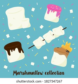 Marshmallow collection set with chocolate and sugar