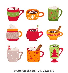 marshmallow cup set cartoon. drink cocoa, coffee food, warm milk marshmallow cup sign. isolated symbol vector illustration