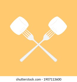 Marshmallow dip by fork vector. wallpaper. free space for text. copy space.