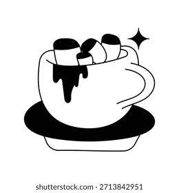 Marshmallow-Doodle-Symbol mit weißem Hintergrund, Vektorgrafik