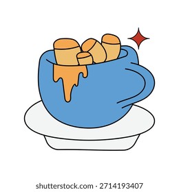 Marshmallow doodle icon with white background vector stock illustration