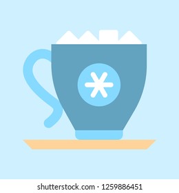 Marshmallow drink vector, Chirstmas menu flat design icon 