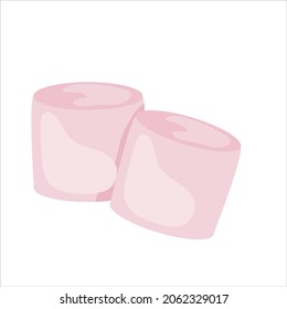 El malvavisco para las bebidas aisladas de fondo blanco.Tratamientos dulces de color rosa. Ilustración vectorial