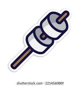 marshmallow, editable cartoon style sticker vector 