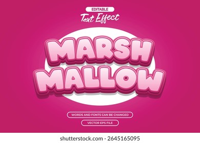 Efeito de texto editável Marshmallow com texto de desenho rosa 3d
