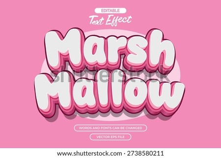Marshmallow editable text effect with 3d cartoon and cute pink text style