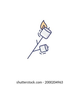 Marshmallow-Flachicon einzeln auf weißem Hintergrund 