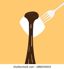 Marshmallow fondue vector. chocolate fondue. free space for text. wallpaper. copy space. chocolate stretch.
