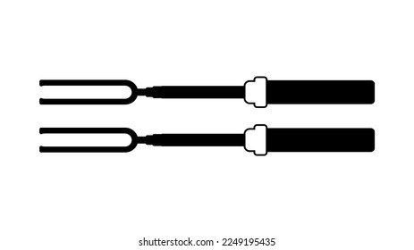 Horquilla de malvavisco o horquilla de asado extensible Telescopio, simple icono plano negro, aislado sobre fondo blanco. Ilustración vectorial en estilo moderno. Recursos gráficos editables para muchos fines. 