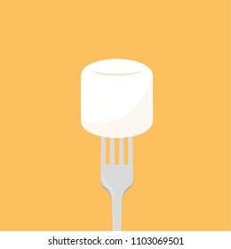 Marshmallow and fork vector. free space for text. wallpaper. background.