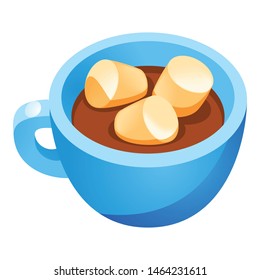 Marshmallow hot cup icon. Cartoon of marshmallow hot cup vector icon for web design isolated on white background